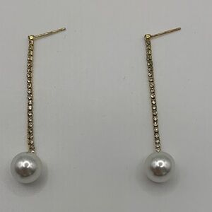 Gold-tone Faux Pearl Drop Earrings